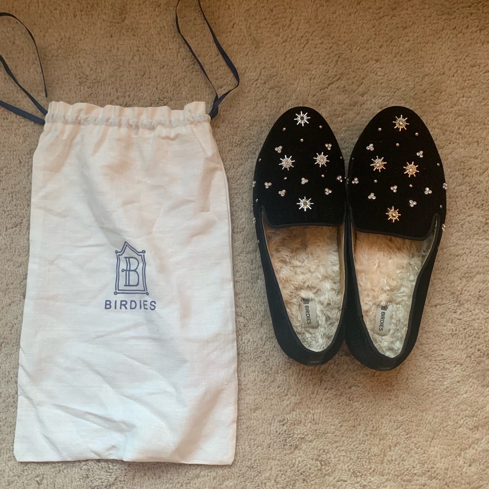Birdies Black/Swarovski Crystal Starling Flats